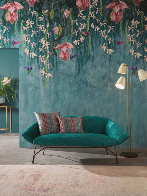 Trailing Orchid Wall Mural In Teal And Pink From The Folium Collection By Osborne & Little