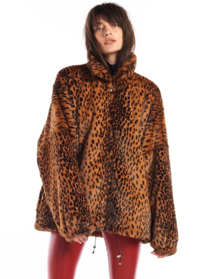 Toffee Leopard  Faux Fur Oversized Jacket