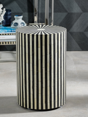 Bone Inlay Striped Round Stool