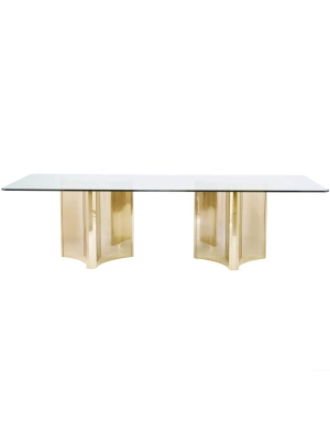 Abbott Rectangular Dining Table, Patinated Brass