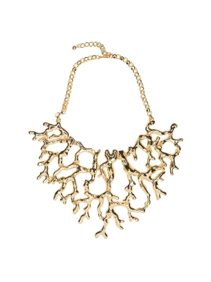 Polished Gold Coral Branch Necklace