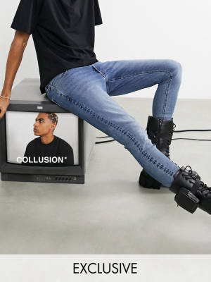 Collusion X001 Skinny Jeans In Blue Mid Wash