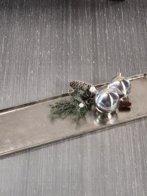 Aluminum Nickel Plated Tray W/ Antler Handles