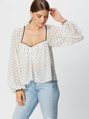 Janelle Blouse (black Swiss Dot Chiffon)