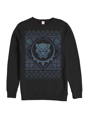 Men's Marvel Ugly Christmas Black Panther Mask Sweatshirt