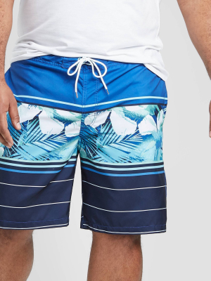 Men's Big & Tall 9" Floral Engineered Swim Shorts - Goodfellow & Co™ Blue