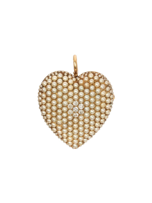 Heart Shaped Pearl Diamond Pendant & Pin