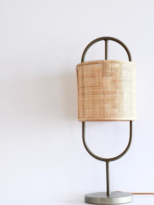 Rattan And Metal Capsule Lamp