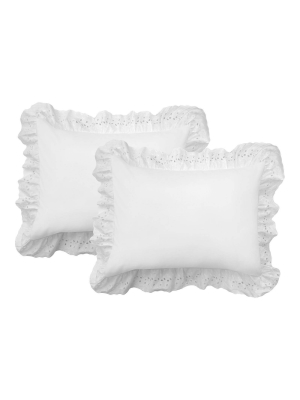 Standard 2pk Eyelet Ruffled Sham White - Fresh Ideas