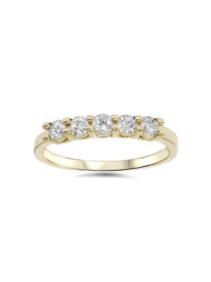 Pompeii3 3/4ct Diamond 5-stone Wedding Anniversary 14k Yellow Gold Ring