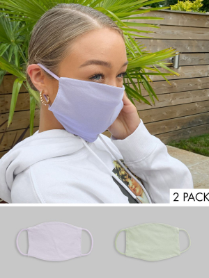 Asos Design 2 Pack Face Covering In Pastel Green And Lilac