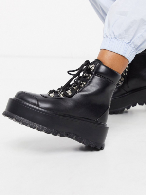 Koi Footwear Hyrda Vegan Flatform Hiker In Black