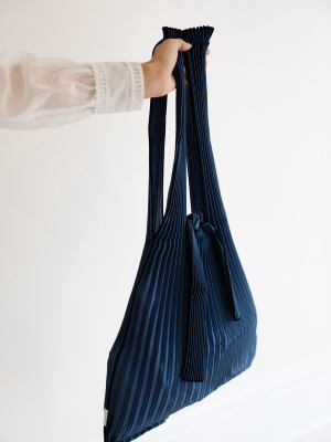 Large Pleated Pleco Tote Bag - Navy