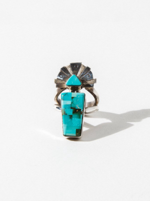 Zuni Kachina Doll Turquoise Ring