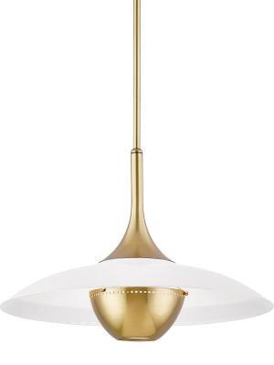 Hudson Valley Lighting Clarkson Pendant - Aged Brass & Soft Off White