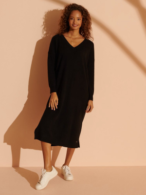 Wool Cashmere V-neck Dress