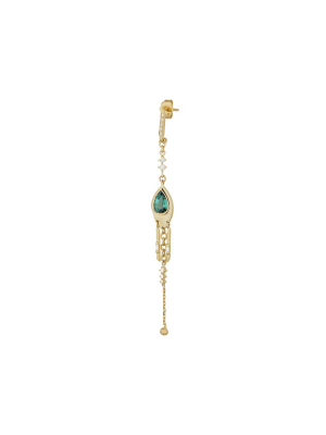 Long Drop Earring - Tourmaline & Diamond