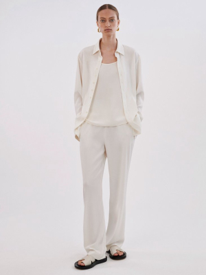 Elastic Waist Trouser In Stretch Crepe - Ivory