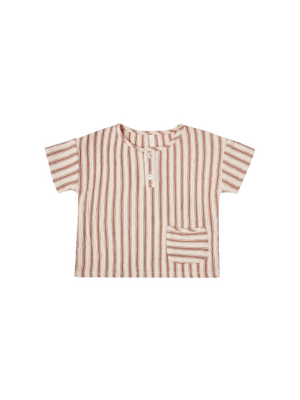 Striped Woven Henley Tee Amber