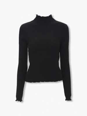 Ribbed Lettuce-edge Sweater Top