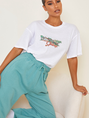 White Palm Springs Printed T Shirt