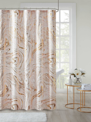 Vanessa Printed Marble Metallic Shower Curtain