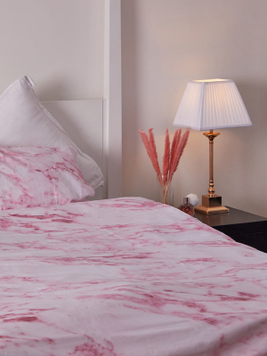 Pink Marble Print Single Duvet Set