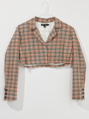 Motel Noly Plaid Cropped Blazer