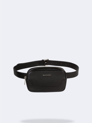 Kate Pebble Leather Belt Bag - Black/silver