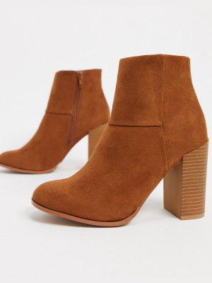 Asos Design Recite Heeled Ankle Boots In Tan