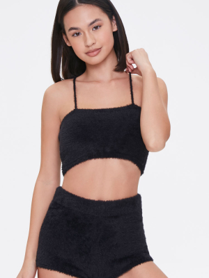 Fuzzy Cropped Cami & Shorts Sleep Set