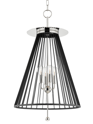 Hudson Valley Lighting Cagney 4-bulb Pendant - Polished Nickel & Black