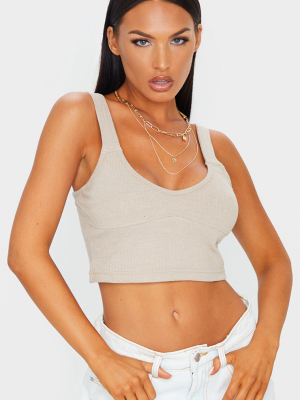 Sand Ribbed Crop Top