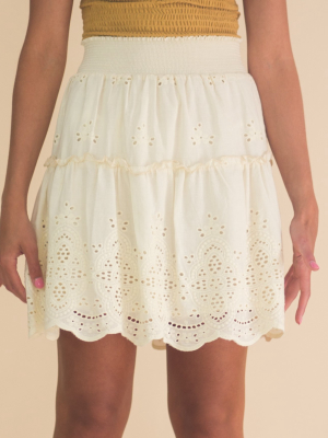 Eyelet Tiered Skirt