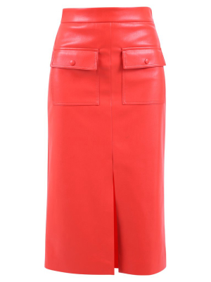 Msgm High-waisted Slit Midi Skirt