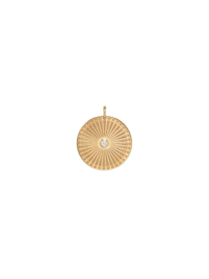 14k Single Large Sunbeam Medallion Disc Charm