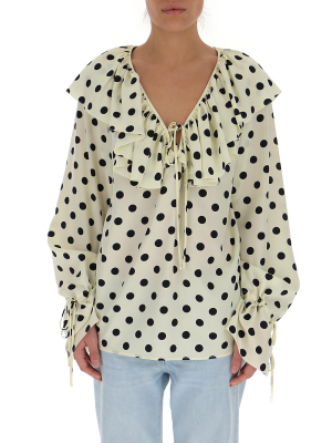 Saint Laurent Frilled Polka-dot Blouse