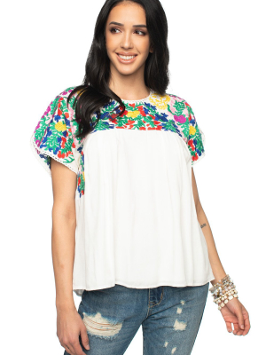 Buddylove Greek Short Sleeved Embroidered Top - Multi