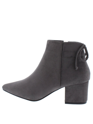 Daniel2 Grey Pointed Toe Block Heel Ankle Boot