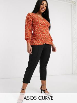 Asos Design Curve Crepe Peg Pants With Pintucks