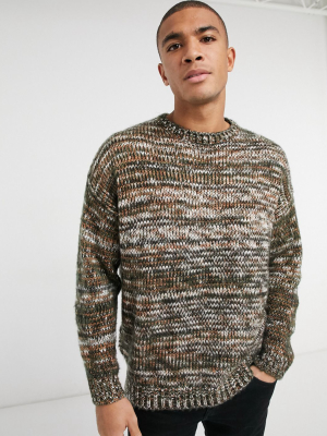 Asos Design Knitted Sweater In Space Dye Yarn