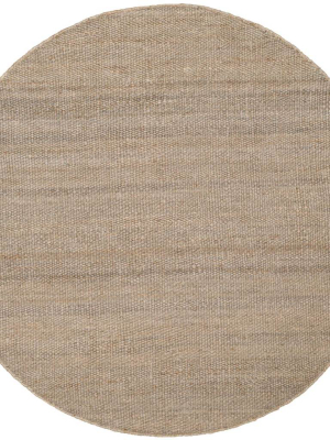 Natural Fiber Solid Gray Round Rug