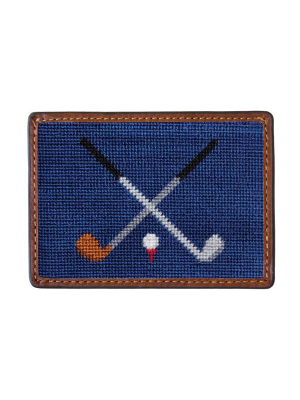 Crossed Clubs Needlepoint Card Wallet