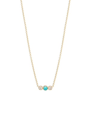 Zoe Chicco Diamond And Turquoise Bar Necklace In Yellow Gold