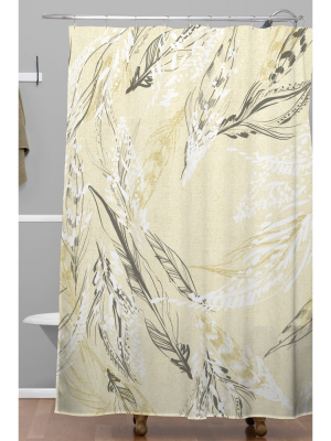 Feather Linen Shower Curtain Buff Beige - Deny Designs