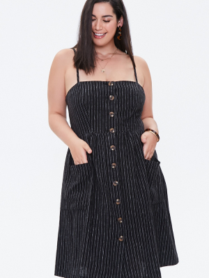 Plus Size Pinstriped Cami Dress