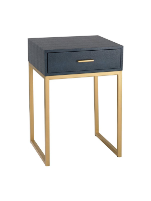 Shagreen Side Table In Navy