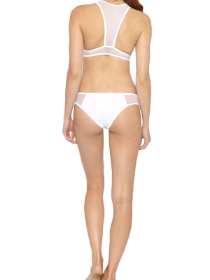 Luna Mesh Low Rise Hipster Bikini Bottom - Reef White