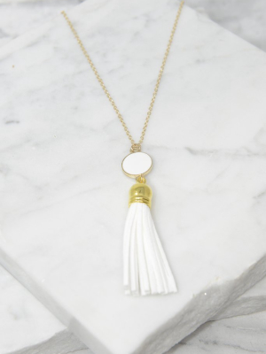 Give It To You White Tassel Necklace