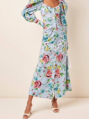 Floral-print Cotton-blend Shirt Dress